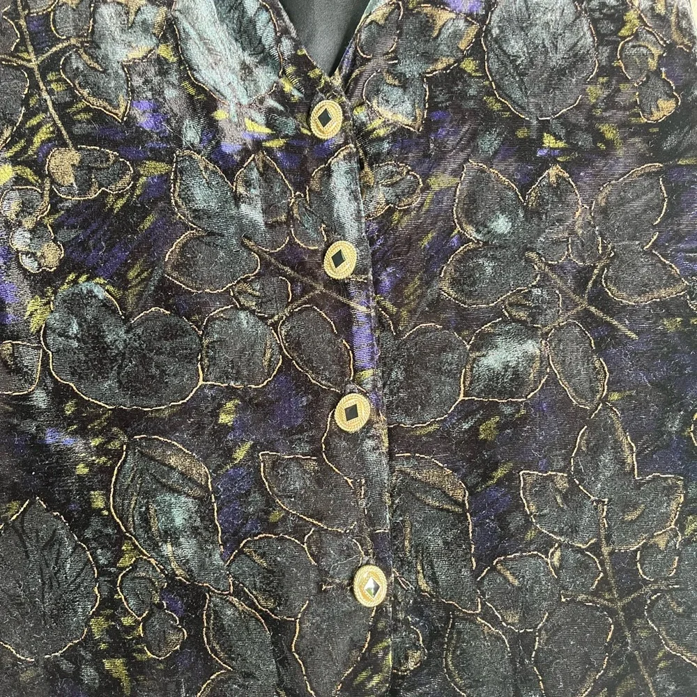 Purple & Black Velvet Leaf & Glitter Detail Special Occasion Vest - Picture 3 of 8